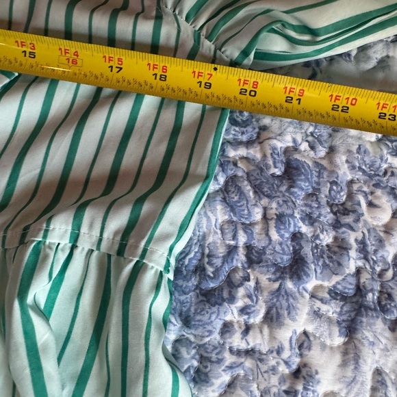 Green Striped Women's bow tie front  Top - Picture 7 of 8